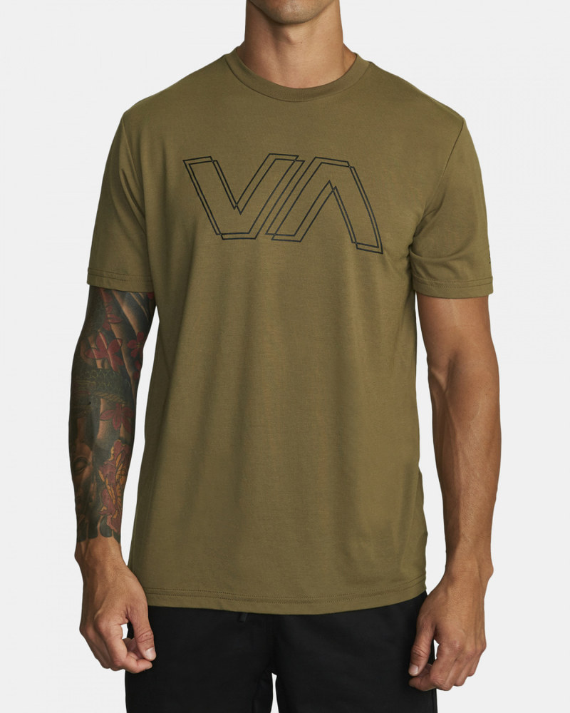 루카 남성 카키 반팔 라운드 티셔츠 (VA21ST531COM)
